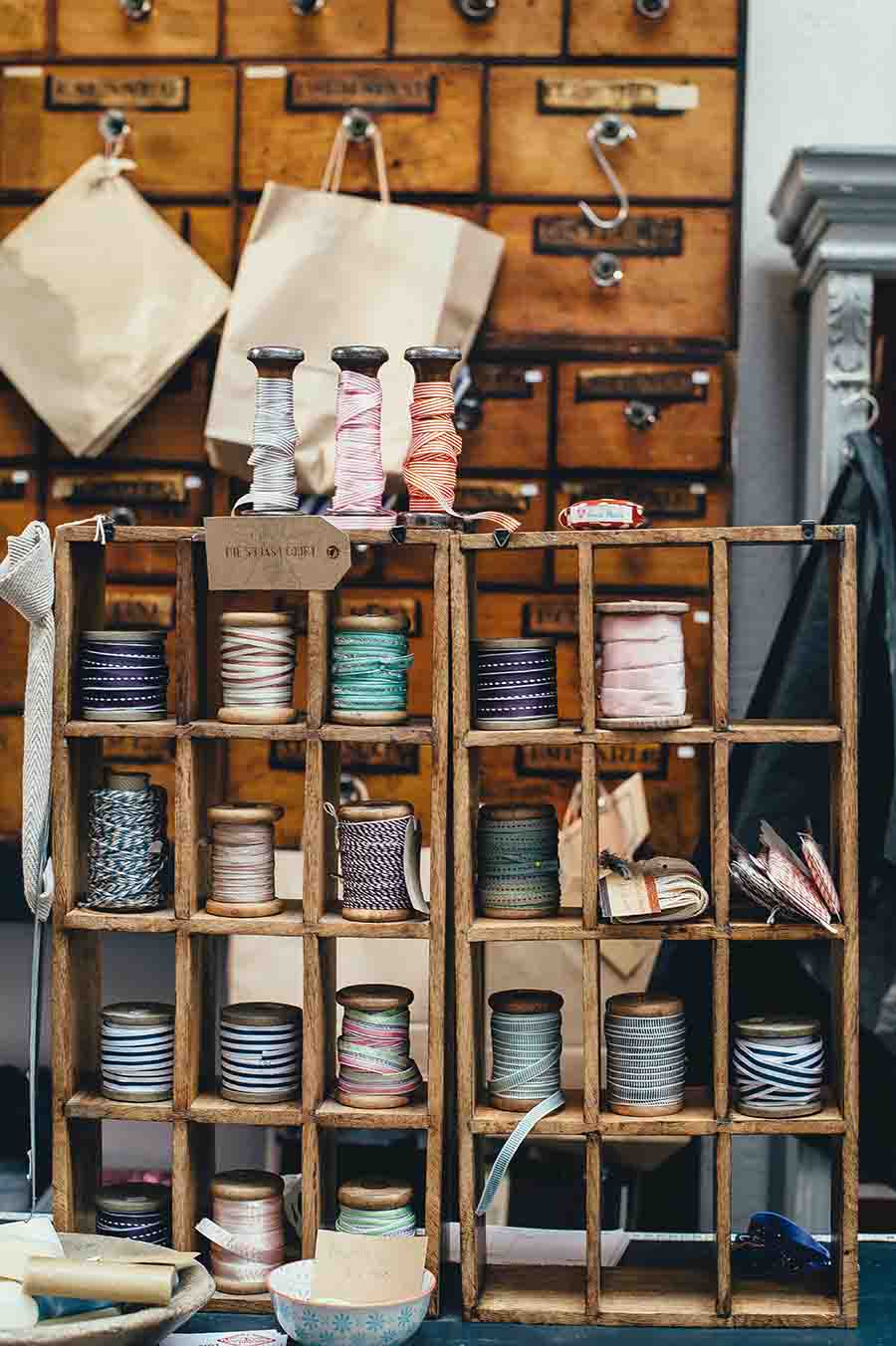 Craft supplies sitting on a shelf